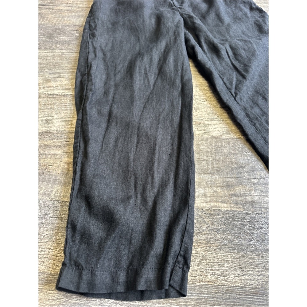 Quince 100% European Linen Wide Leg Pants Womens Medium Solid Black - Picture 3 of 14